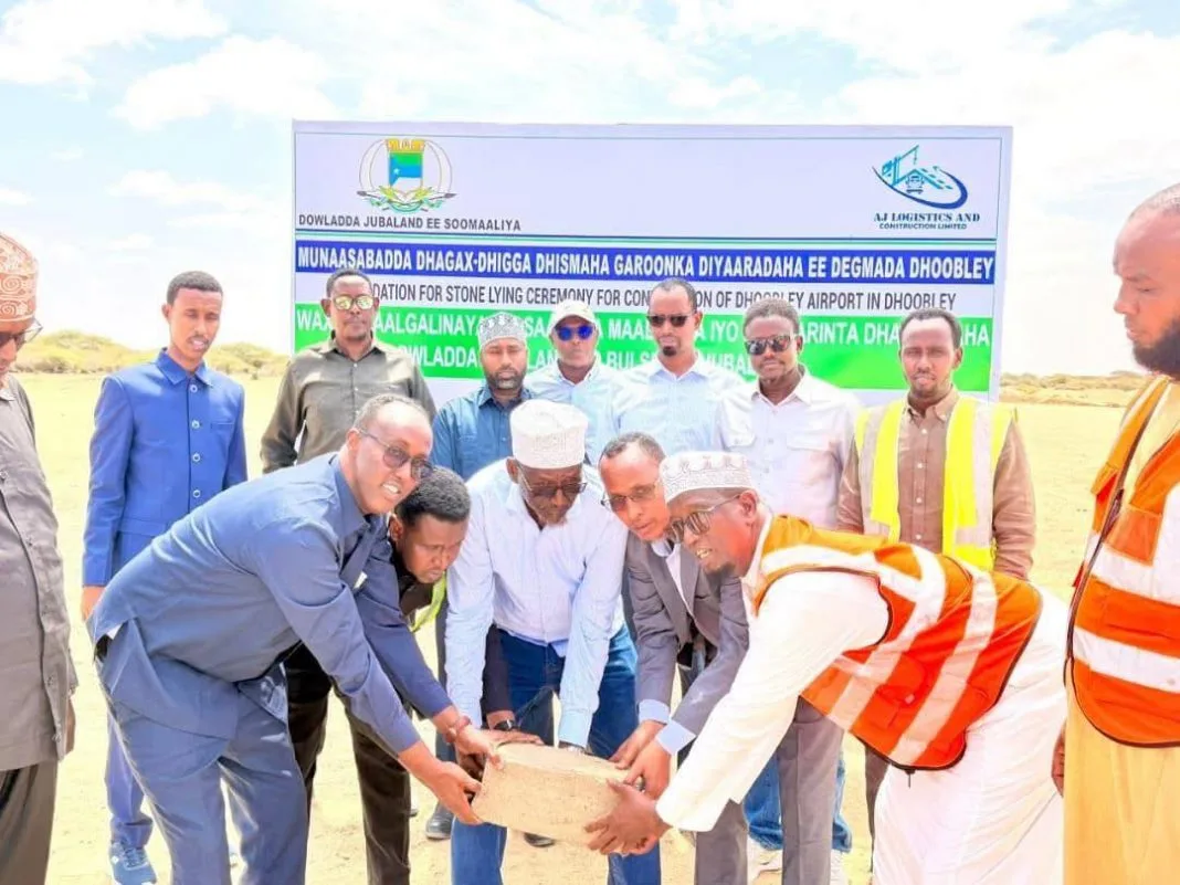 Jubaland Finance Minister Lays Foundation Stone for Dhoobley Airport During Official Visit