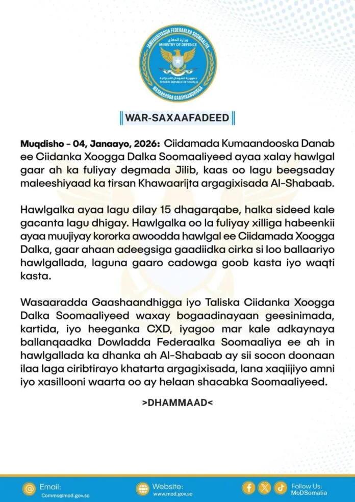 SNA Conducts Planned Night Raid in Jilib, Killing 15 Militants