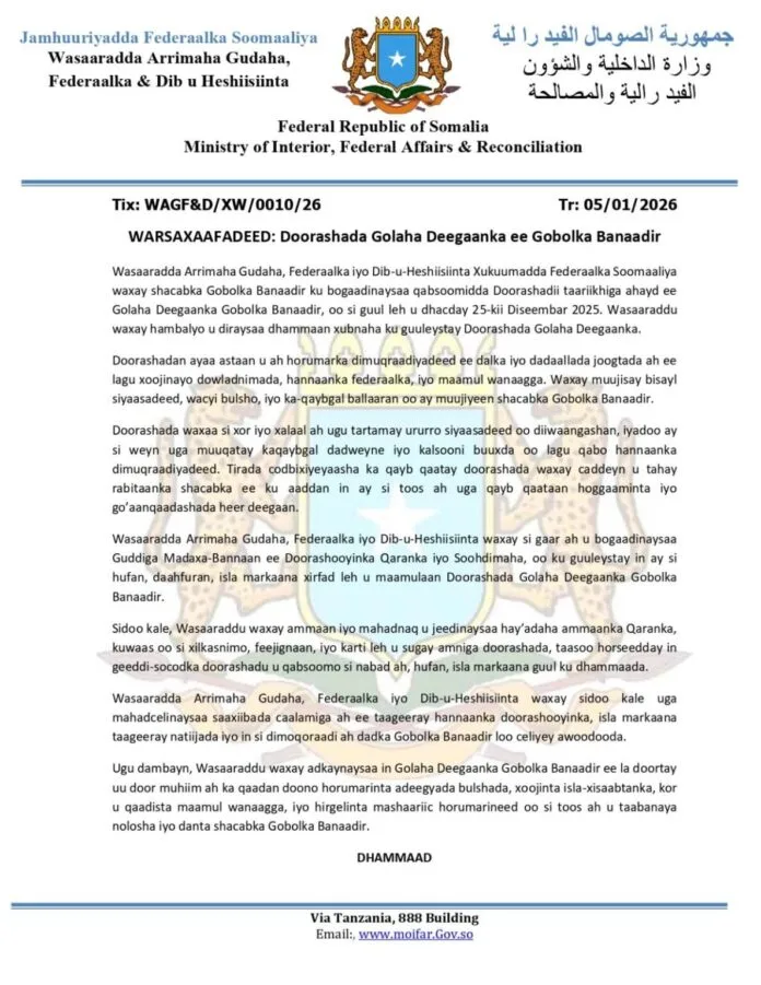 Somalia’s Interior Ministry Hails Successful Banadir Local Council Elections