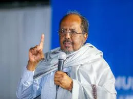 Somali President Hassan Sheikh Mohamud speaks during an interview with Al Arabiya English.